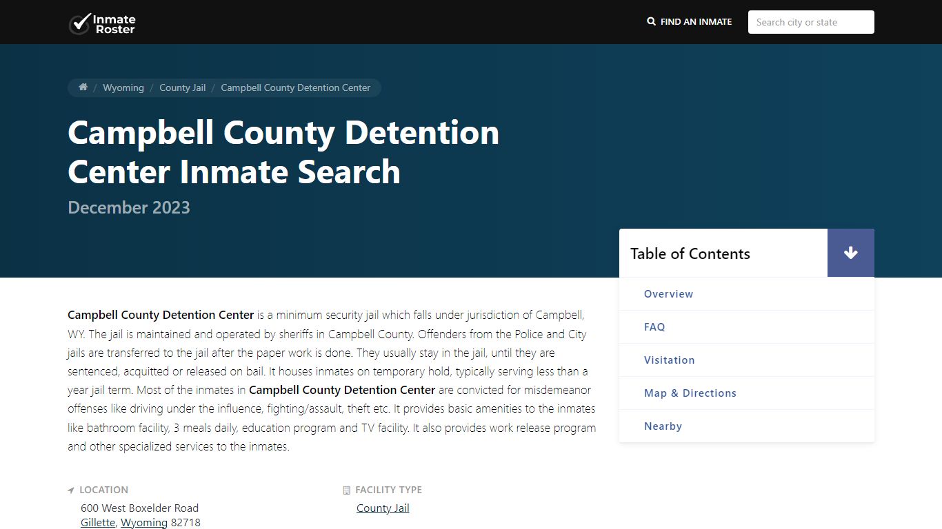 Inmate Search | Campbell County Detention Center - Gillette, WY