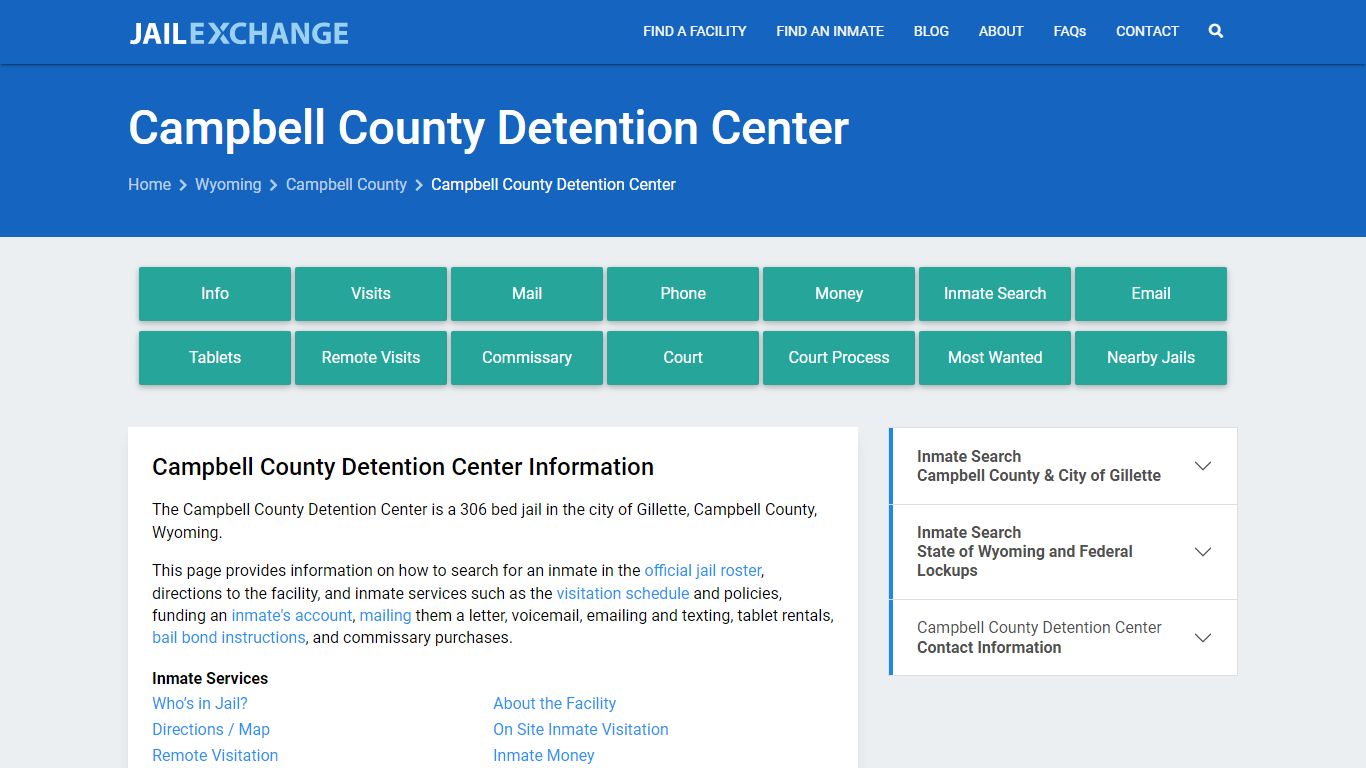Campbell County Detention Center, WY Inmate Search, Information