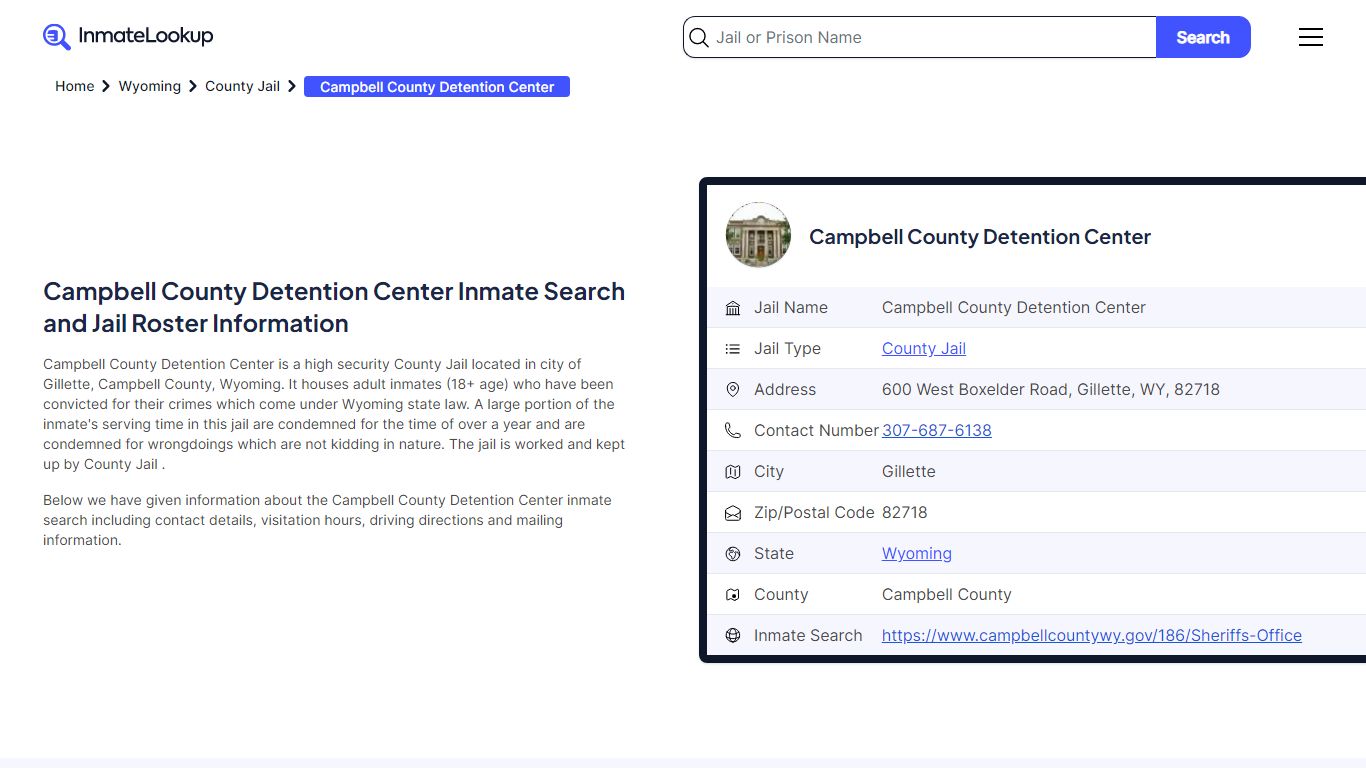 Campbell County Detention Center Inmate Search, Jail ... - Inmate Lookup